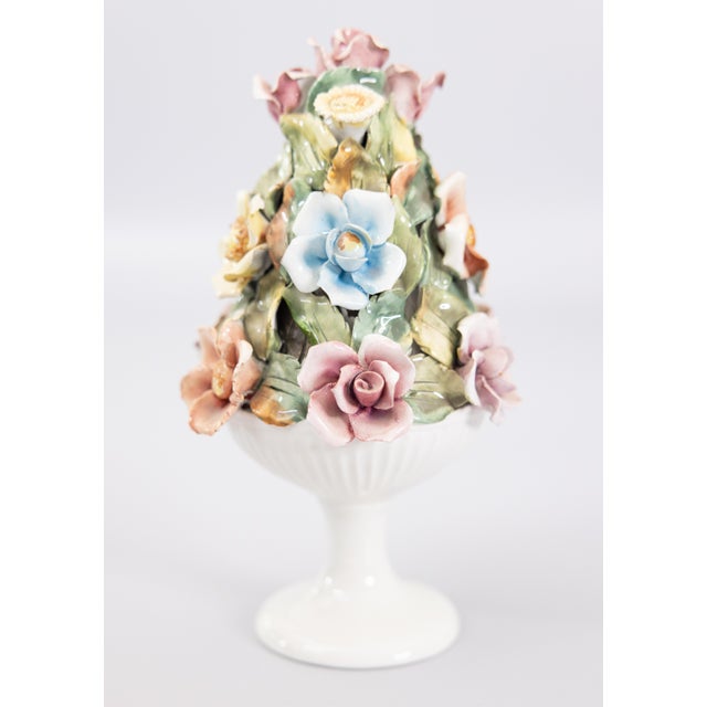 Vintage Italian Majolica Floral Roses Topiary For Sale - Image 11 of 11