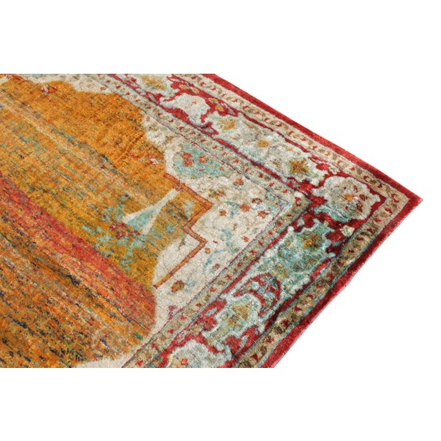 Rug & Kilim Rug & Kilim’s Classic Agra Style Rug in Orange-Red, Blue Medallion Pattern For Sale - Image 4 of 6