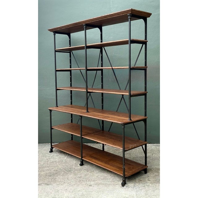 Vintage French Plank Wood Etagere For Sale - Image 9 of 12