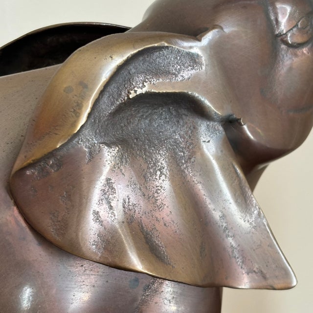 Large Mid-20th Century Brass Elephant Sculpture W/ Bronze Patinated Finish For Sale - Image 9 of 11