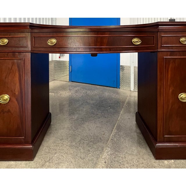 Vintage 1940’s Mahogany Double Pedestal Sideboard For Sale - Image 4 of 12