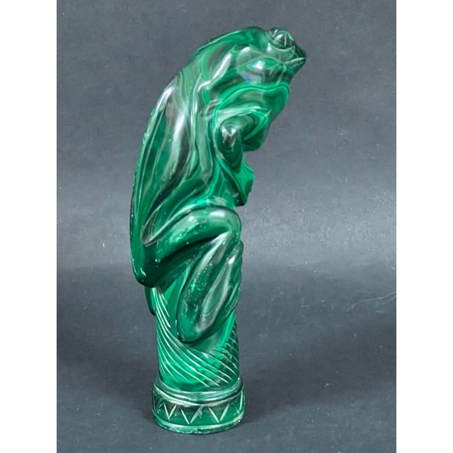 Late 20th Century Handcarved Malachite Solid Stone Frog Sculpture For Sale - Image 11 of 12