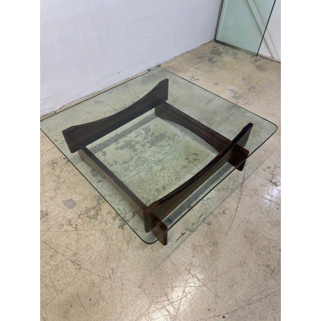Mid-Century Brazilian Rosewood and Glass Coffee Table, 1960s For Sale In Miami - Image 6 of 12