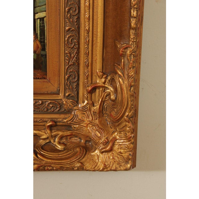 Textile Italian Village Scene Oil Painting, Signed For Sale - Image 7 of 12