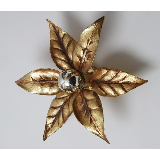 Golden Flowers Wall Lamp by Willy Daro from Massive, 1970s For Sale - Image 10 of 17