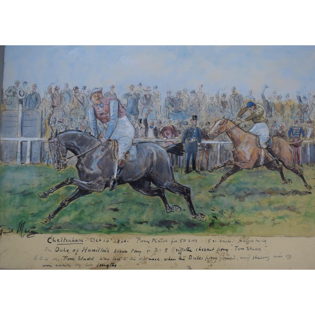 Art Sz: 10"H x 14"W Frame Sz: 16"H x 20"W Signed & inscribed with an account of the race, pen & ink & watercolour, paper...