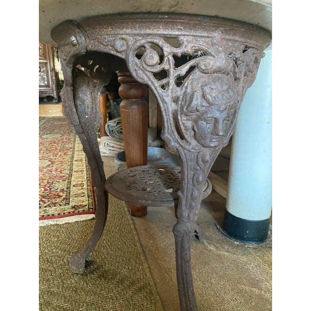 Brown Early 1900s Antique English Pub Table W Stone Top For Sale - Image 8 of 13