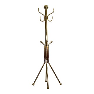 1980’s Hollywood Regency Brass Free Standing Coat Rack For Sale