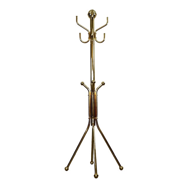 1980’s Hollywood Regency Brass Free Standing Coat Rack For Sale