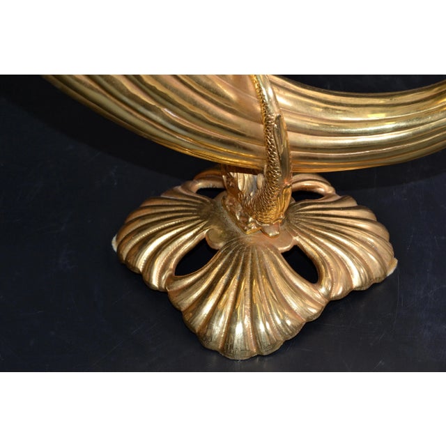 Art Italian Gilt Bronze Cornucopia Vase Sea Serpent Decoration 20th Century For Sale - Image 11 of 13