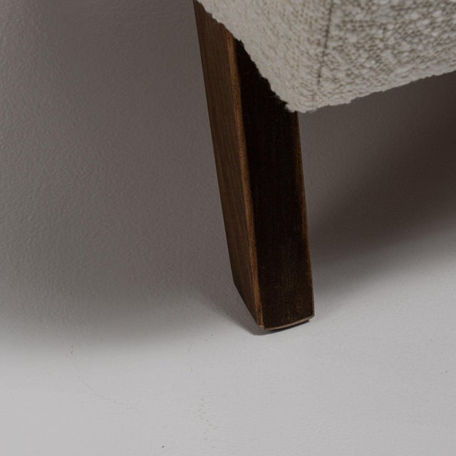 20th Century Czech Republic Warm Ivory Boucle Bentwood-Arm Lounge Chair For Sale - Image 10 of 10