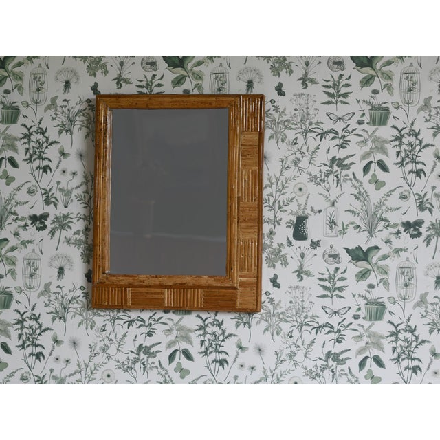 Sienna Patterned Cane Rectangular Mirror For Sale - Image 8 of 9