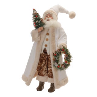 Beige Santa with Wreath and Tree 21.5" For Sale