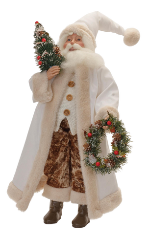 Beige Santa with Wreath and Tree 21.5"