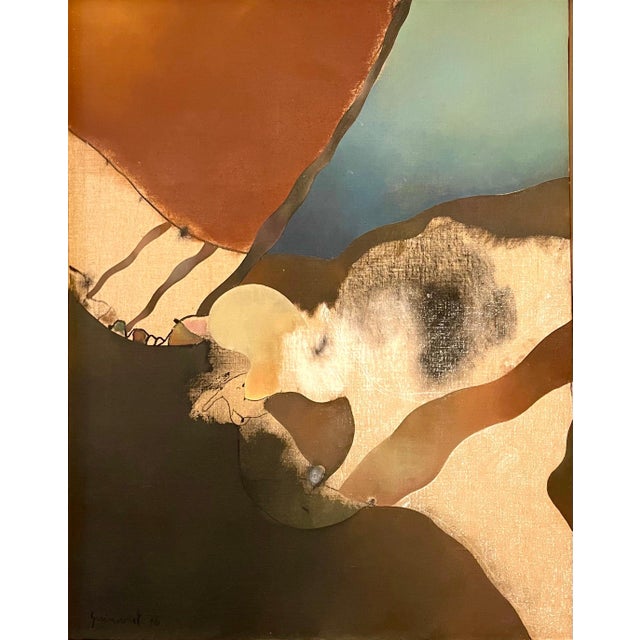 Textile Josep Guinovart Bertrán, Abstract Spanish Catalan Oil Painting Josep Guinovart from Joan Prats Gallery, 1976 For Sale - Image 7 of 16