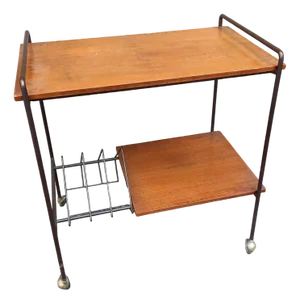 Coffe Table with Magazine Rack in Wood Iron Laquered Black, 1950s