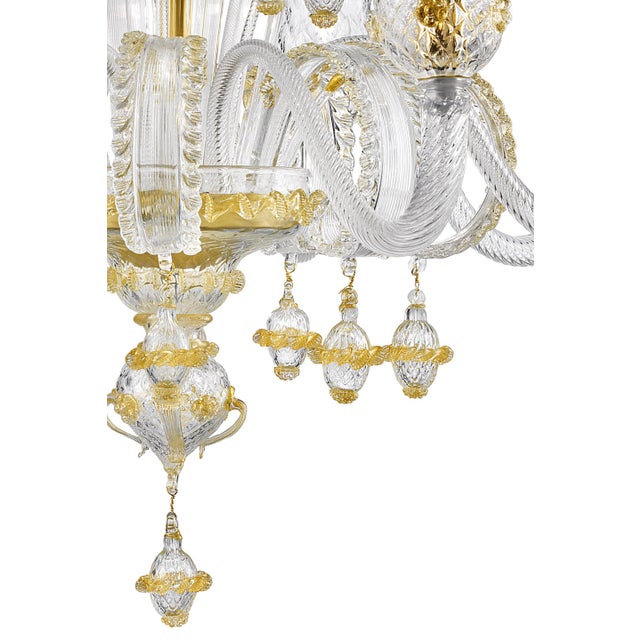 Imperial venetian Murano glass chandelier , full of hand-made details of blowing glass . Full of gold-leaf With Flowers...