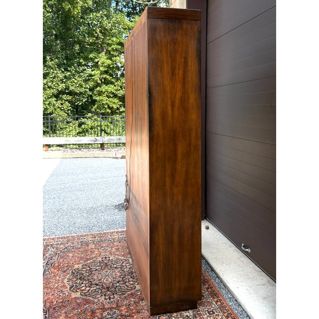 Vintage Henredon Fine Furniture Mid Century Modern Oak 8 Door Lighted Bar Cabinet or China Cabinet For Sale - Image 15 of 18