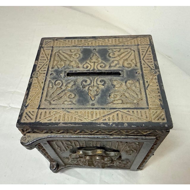 Rare Mistake Antique 1888 Cast Iron Security Safe Deposit Lockable Still Bank For Sale In New York - Image 6 of 12