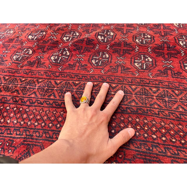 Vintage Afghan Turkmen Ersari All-Over Gul Oversize Rug - 13'1" X 10'4" For Sale - Image 4 of 11