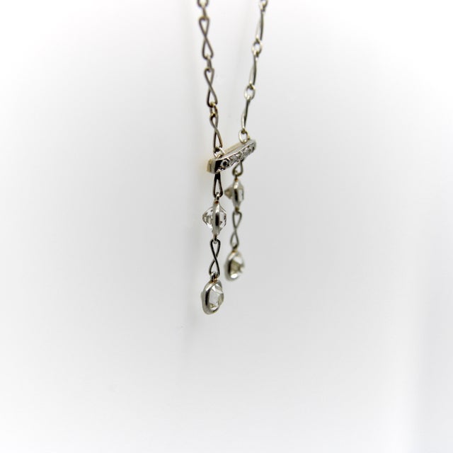 1900-1909 Edwardian Platinum Old Mine Cut Diamond Negligee Necklace For Sale - Image 4 of 9