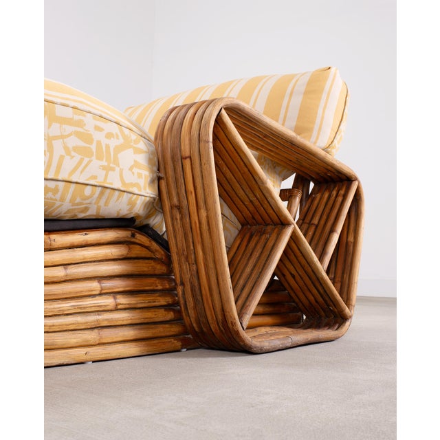 Mid 20th Century Paul T. Frankl Rattan Six-Strand Square Pretzel Chaise Longue For Sale - Image 5 of 18