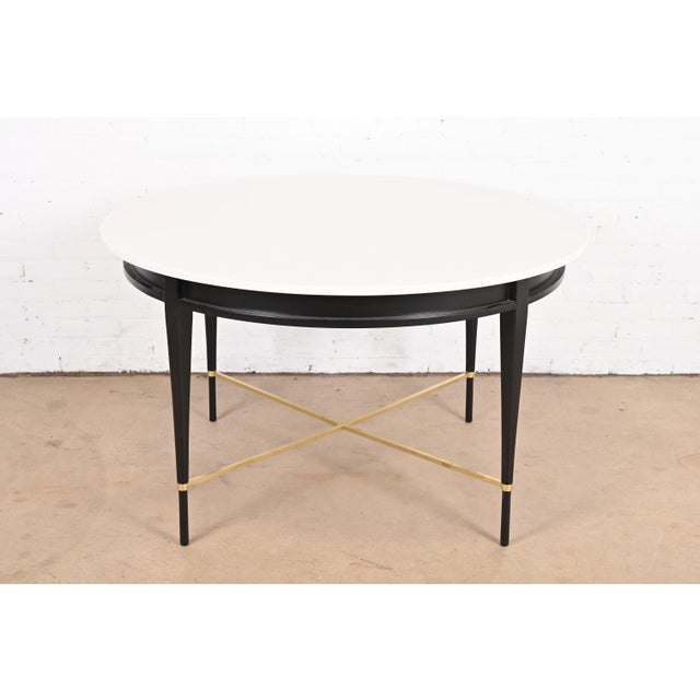 Paul McCobb Irwin Collection Black Lacquer and Brass Round Dining Table or Game Table, Newly Refinished For Sale - Image 10 of 10