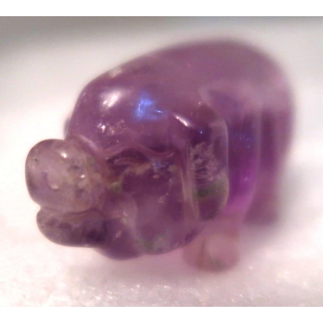 Miniature Hand-Carved Piglet of Amethyst Stone, Birth Stone For February! This is another one of a collection of miniature...