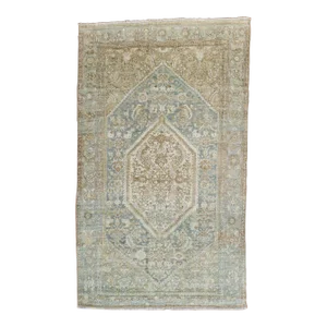 Antique Bibikabad Blue Green Beige Rug, 4'1'' X 6'6''