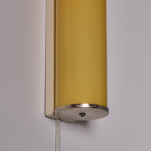 1940s Finnish Yellow Cylindrical Glass & Metal Plug-in Wall Lamp For Sale - Image 16 of 18