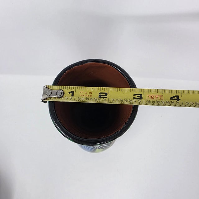 Mexican Vintage Mexican Talavera Pottery Hand Painted Vase For Sale - Image 3 of 8