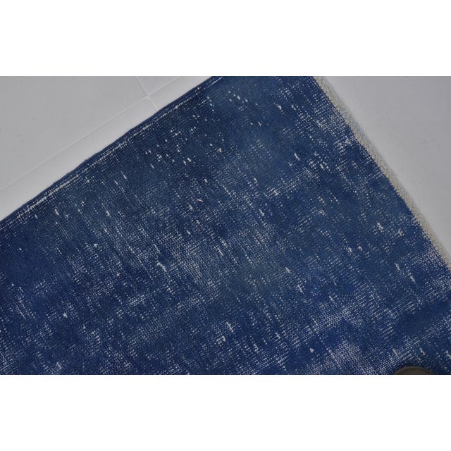 Blue Vintage Handknotted Wool Carpet For Sale - Image 4 of 10