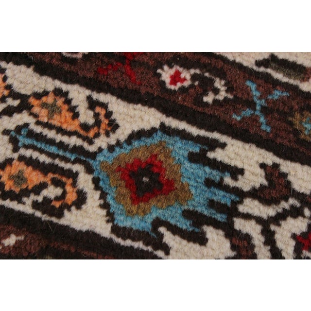 Textile Shabby Chic Persian Floral Red/Ivory Wool&Silk Runner Rug- 3'5'' X 7'0'' For Sale - Image 7 of 10