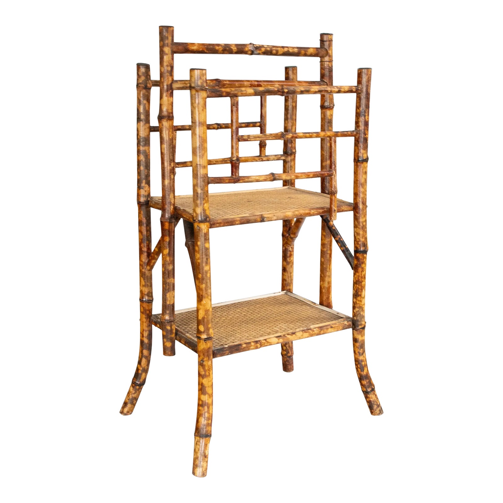 Antique 19th Century English Bamboo Tiered Magazine Rack | Chairish