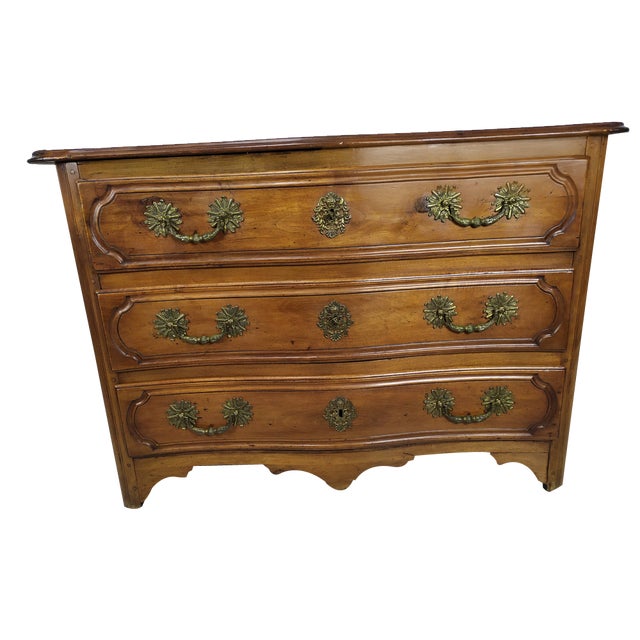 Antique Style Chest of Drawers in Carved Walnut, 1950s For Sale