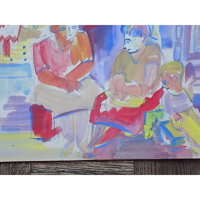 Vintage Original Mid 20th Century Listed Wpa Artist Signed Expressionist Market Scene For Sale In Cincinnati - Image 6 of 10