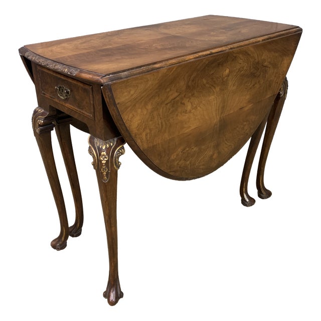 Burr Walnut Drop Flap Table, 1920 For Sale