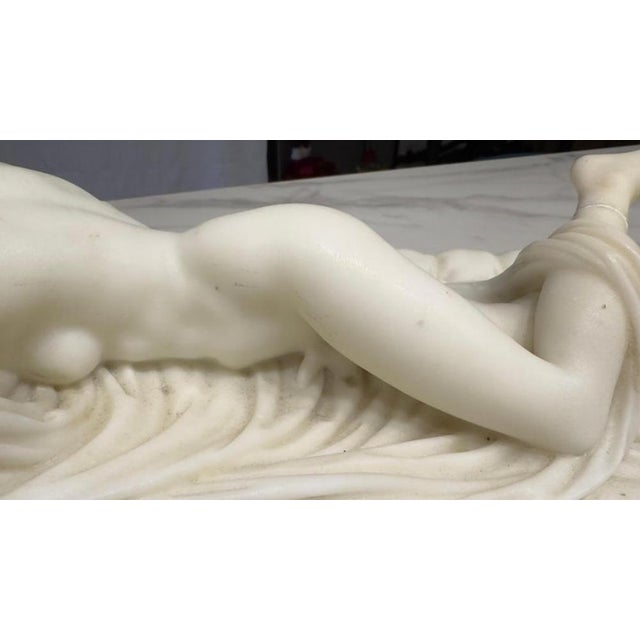White Italian School Artist, Nude Sculpture of Hermaphroditus, 19th Century, White Carrara Marble For Sale - Image 8 of 18