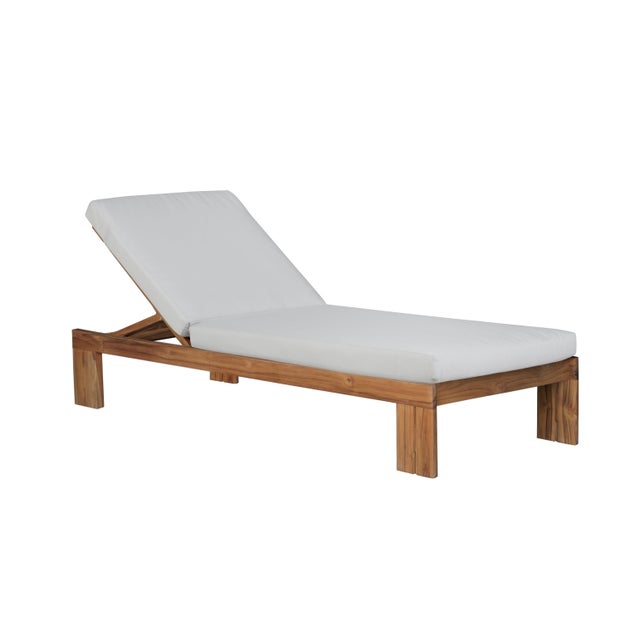 Paradiso Outdoor Teak Chaise - Gray Fabric For Sale In Chicago - Image 6 of 10