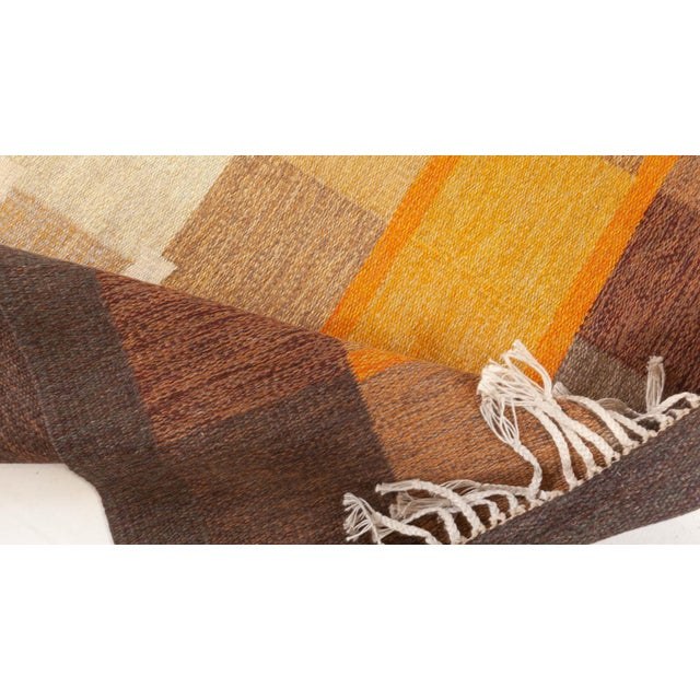 Textile Vintage Swedish Flatweave Rug by Ulla Parkdal, Signed “UP” For Sale - Image 7 of 8