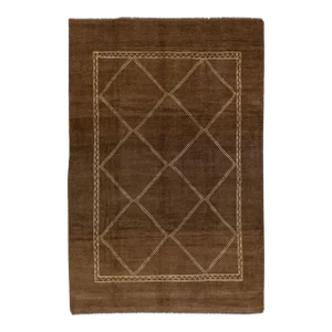 Modern Moroccan Style Brown Handmade Tribal Wool Rug