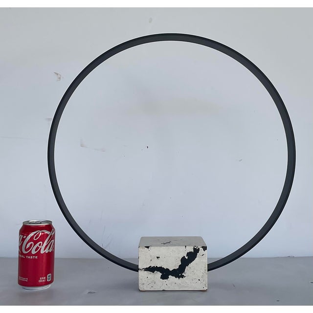 Timeless Contemporary Black and White Metal and Marble Ring Sculpture, showroom floor sample