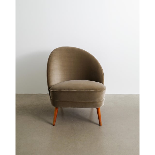 Mid-Century Modern Swedish Asymmetrical Chair in Green Brown Velvet by Arne Norell, 1950s For Sale - Image 4 of 7