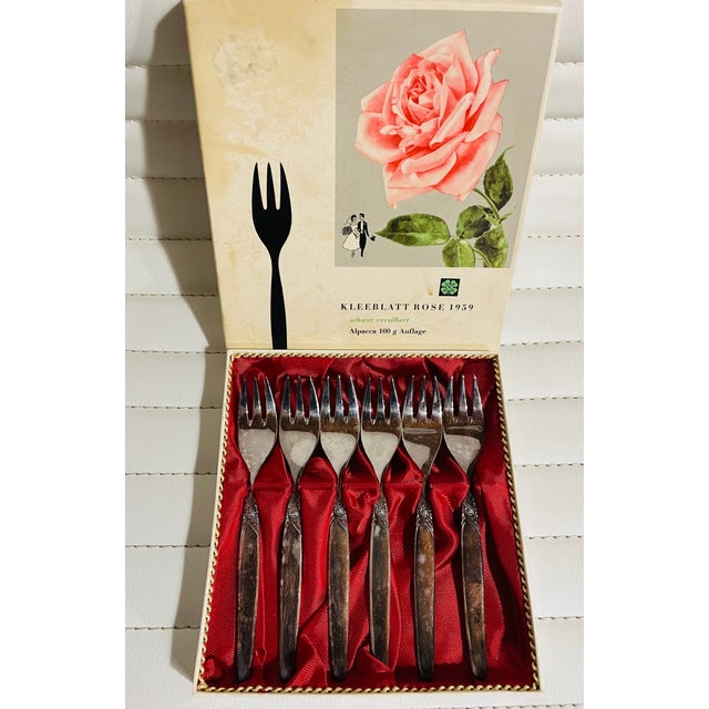 スプーンセット6本　ドイツ製　銀100g　KLEEBLATT ROSE 1959 Vintage 1959 Kleeblatt Rose Flatware Set- 15 Pieces | Chairish