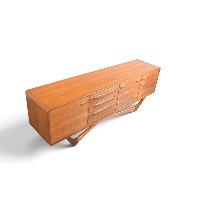 Brown Mid 20th Century Large Beithcraft X-Base Credenza in Teak For Sale - Image 8 of 10