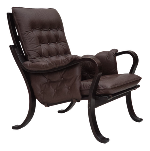 Vintage Scandinavian Lounge Chair in Brown Leather, 1970s