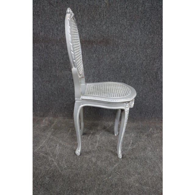 Wood Louis XV Style Cane Vanity Chair For Sale - Image 7 of 10