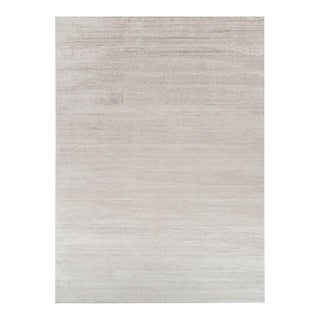 Rug & Kilim’s Oversized Textural Rug in Solid Taupe and White Tones and Striae - 13x18 For Sale