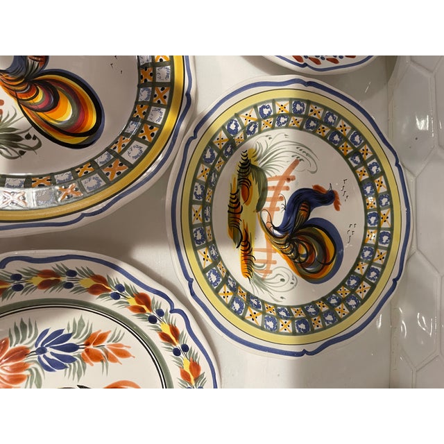 1990s Henriot Quimper Ceramic Plates With French Artisan Pottery Markings - Set of 8 For Sale - Image 9 of 12