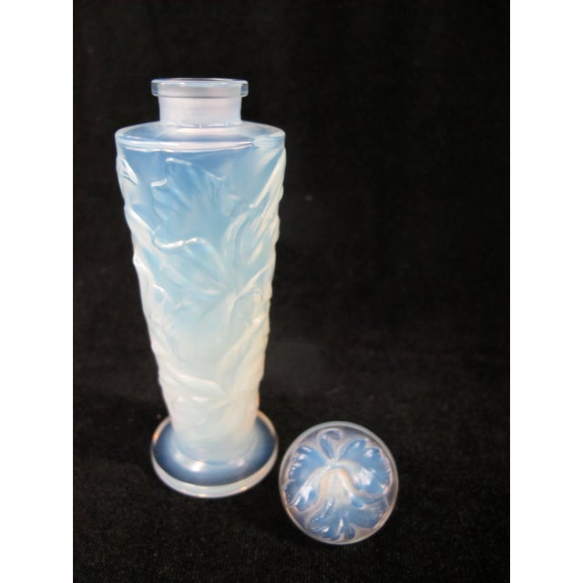 Sabino Paris Orchidees Orchid Flower Opalescent Blue Art Glass Perfume Bottle For Sale - Image 9 of 10